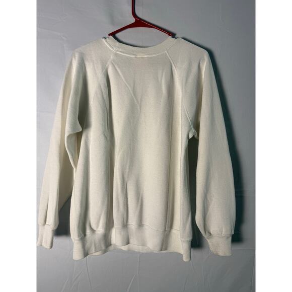 Hanes HOHOHO Santa Claus White Crewneck Pullover Sweatshirt Women's Large - Picture 2 of 3